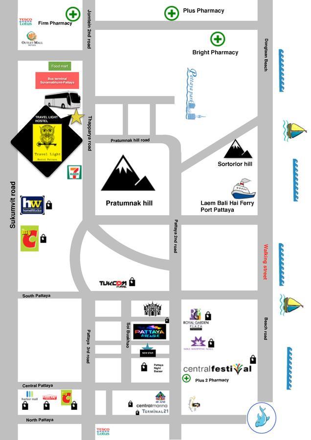 Travel Light Hostel Pattaya Exterior foto